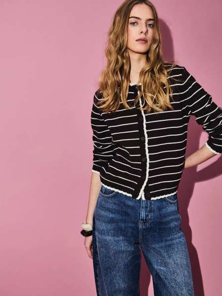 Кардиган в полоску из хлопка