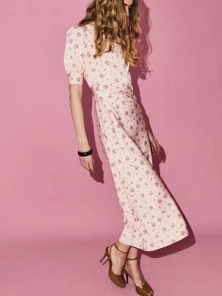Платье миди с цветочным принтом