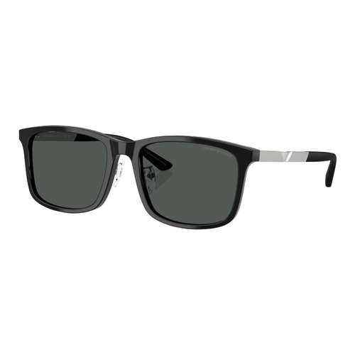 EMPORIO ARMANI Квадратные Солнцезащитные Очки Мужские Глянцевые Черные