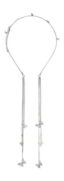 Shinewell Ободок с бабочками и подвесом Серебряный