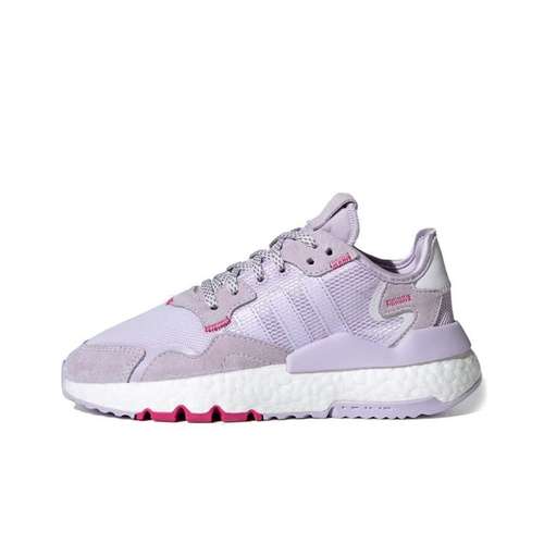 Adidas Originals Nite Jogger Ткань Удобная Амортизация Износостойкие Детские Повседневные Кроссовки Светло-фиолетовые