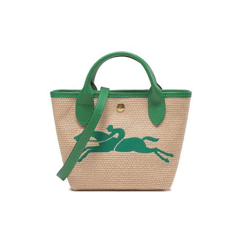 LONGCHAMP Соломенная плетеная льняная ткань с коровьей кожей сумка-пельмени сумка на одно плечо мини-сумка для женщин