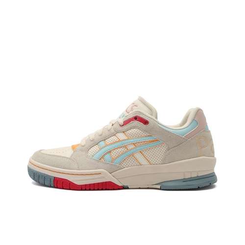 Asics Гель Spotlyte Low Кожа Износостойкая и Легкая Низкий Верх Винтажные Баскетбольные Кроссовки Унисекс Бежево-Синий