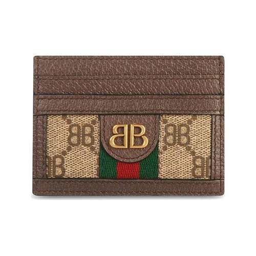 Balenciaga GUCCI Коллаборация Холдер для карт из канвы Женский Бежевый