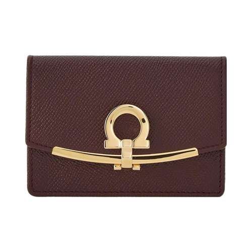 FERRAGAMO Держатель для визиток из коровьей кожи женский кофейный