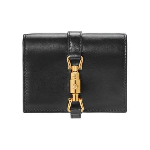 GUCCI Jackie 1961 Кожа Клатч Держатель для карт кошелек Маленький Женский Черный