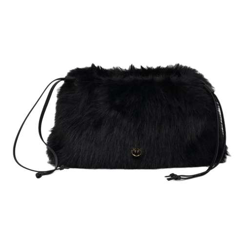 PINKO Artificial Fur Shoulder Bag Женская Черная