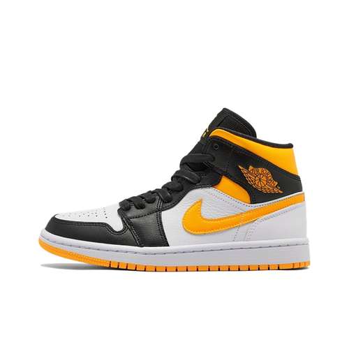 Jordan Air Jordan 1 MID SE MID Топ Винтажные Баскетбольные Кроссовки Женские Черные Желтые