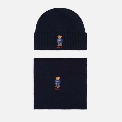 Подарочный набор Polo Ralph Lauren Flag Vintage Bear Beanie & Scarf Gift Box