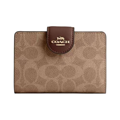 COACH SignatureCanvas Высококачественная кожа Кошелек Маленький Женский Коричневый и Коричневый