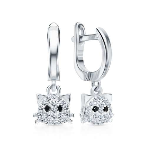 Серьги из серебра с фианитами