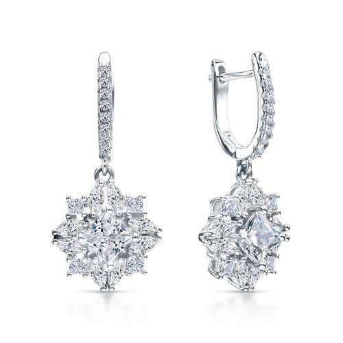 Серьги из серебра с фианитами
