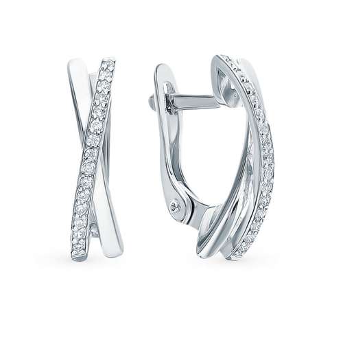 Серьги из серебра с фианитами